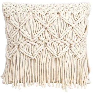 almofada premium em macramê 45 × 45 cm