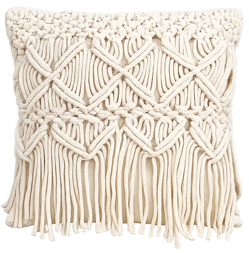 almofada premium em macramê 45 × 45 cm